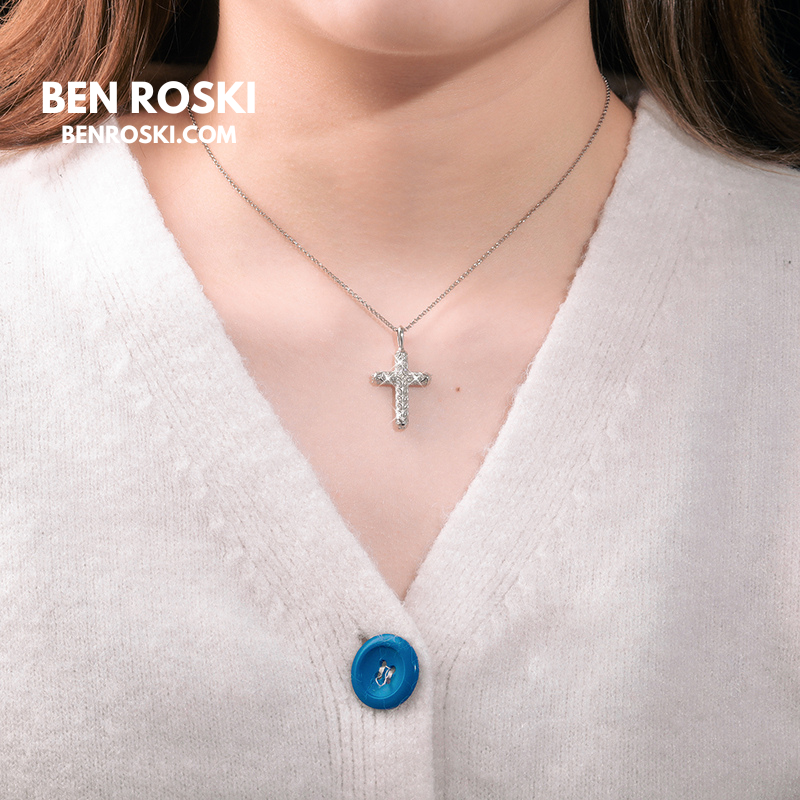 Vintage Moissanite Cross Pendant Sterling Silver, Gold, or Rose Gold | VVS Moissanite | GRA Certified