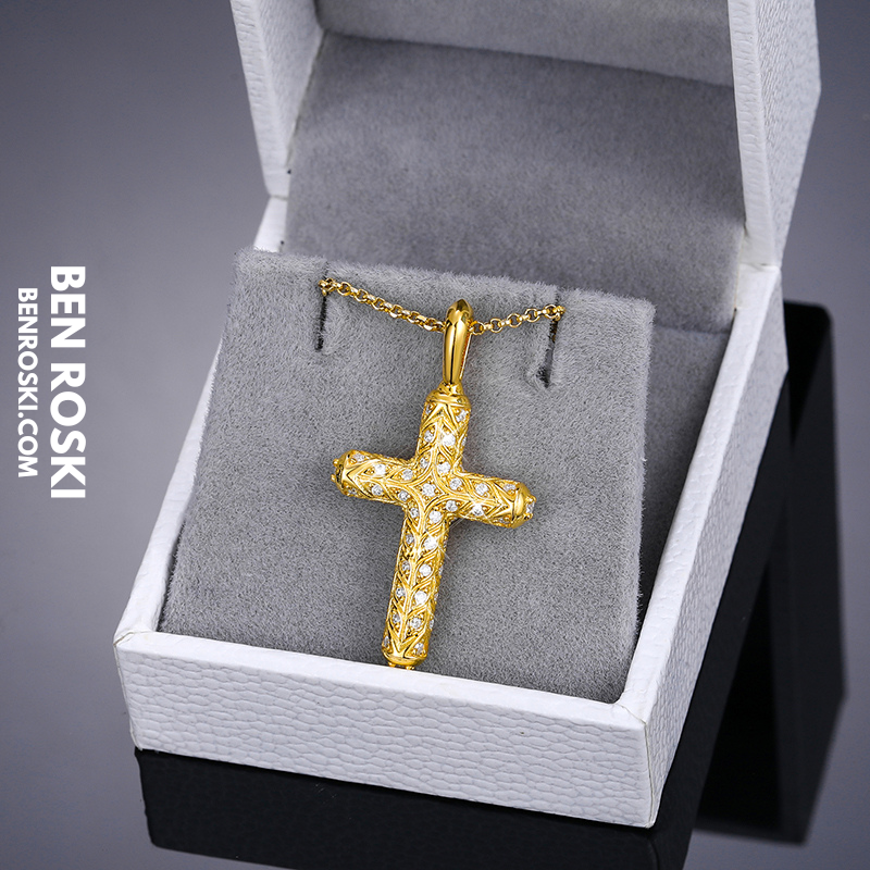 Vintage Moissanite Cross Pendant Sterling Silver, Gold, or Rose Gold | VVS Moissanite | GRA Certified