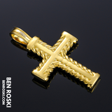 Rope-Edge Moissanite Cross Pendant Sterling Silver, Gold, or Rose Gold | VVS Moissanite | GRA Certified