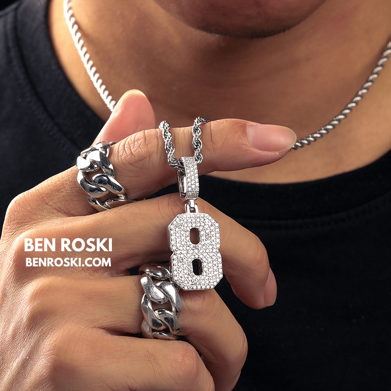 Custom Number Pendant Sterling Silver, Gold, or Rose Gold | VVS Moissanite | GRA Certified