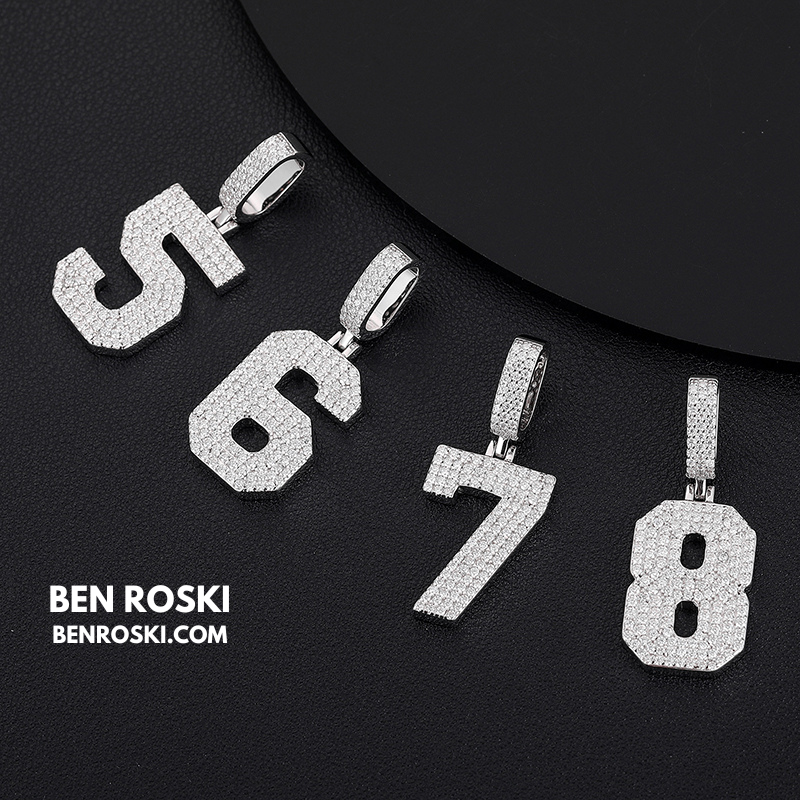Custom Number Pendant Sterling Silver, Gold, or Rose Gold | VVS Moissanite | GRA Certified
