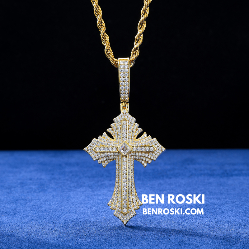 Moissanite Cross Pendant Sterling Silver, Gold, or Rose Gold | VVS Moissanite | GRA Certified