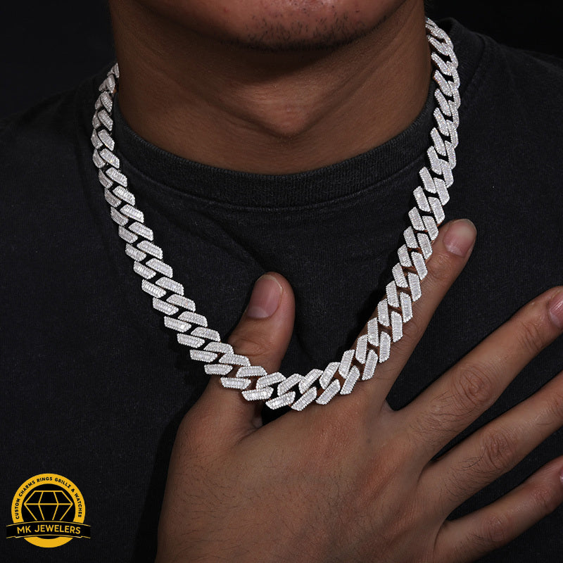 Iced Cuban Link Chain – 925 Silver | 18–22 Inch | Multiple Width Options | Moissanite |