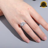 3CT Moissanite Halo Engagement Ring – 9MM | 3.53g | S925 Silver, Gold & Rose Gold | GRA Certified