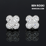 Clover Shape Stud Earrings Sterling Silver, Gold, or Rose Gold | VVS Moissanite | GRA Certified
