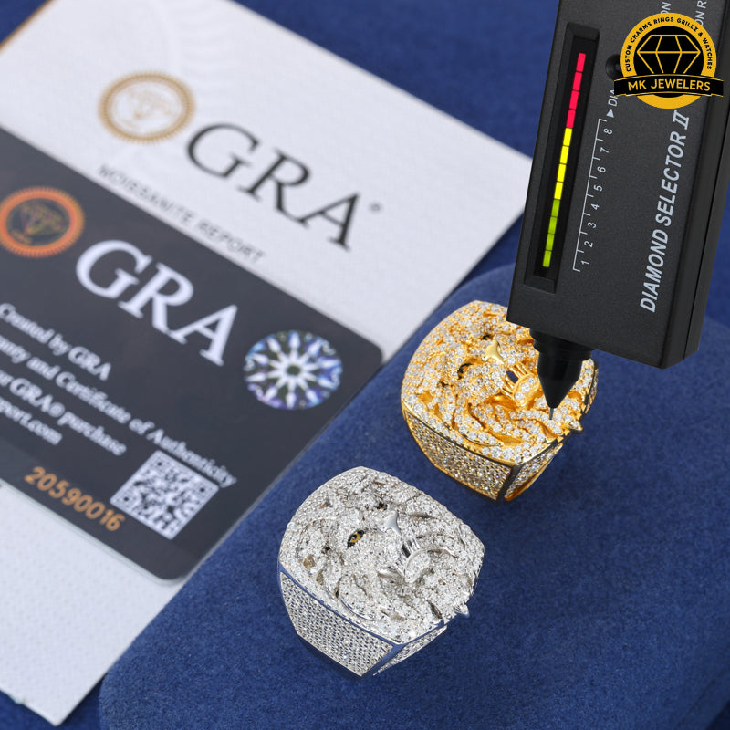 Lion Head Moissanite Ring –Sizes 8,9,10 &11 | 18.64g | S925 Silver, Gold & Rose Gold | VVS Moissanite | GRA Certified