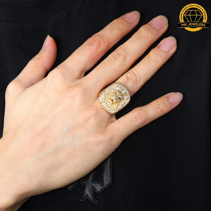 Lion Head Moissanite Ring –Sizes 8,9,10 &11 | 18.64g | S925 Silver, Gold & Rose Gold | VVS Moissanite | GRA Certified