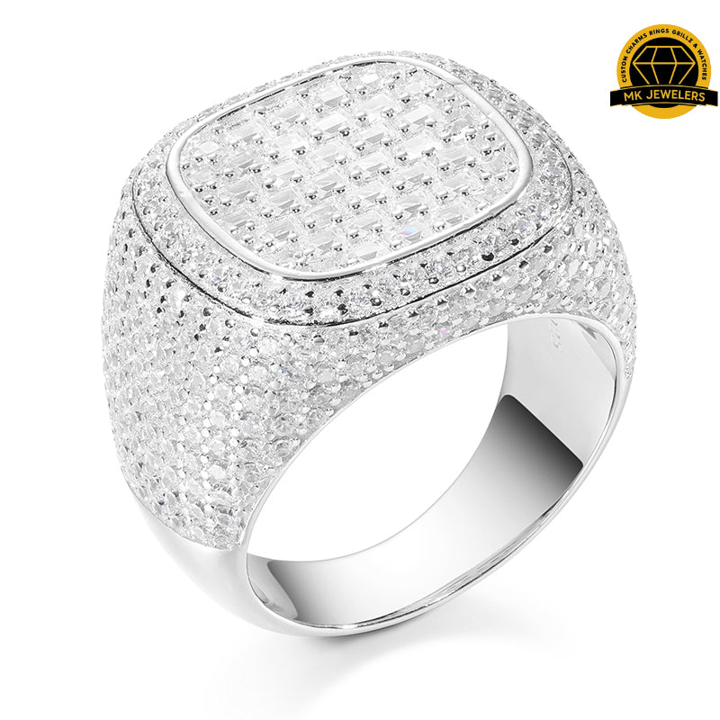 Iced-Out Moissanite Square Cluster Ring – 23MM | 14.5g | S925 Silver, Gold & Rose Gold | Sizes 8, 9, 10, 11 | GRA Certified