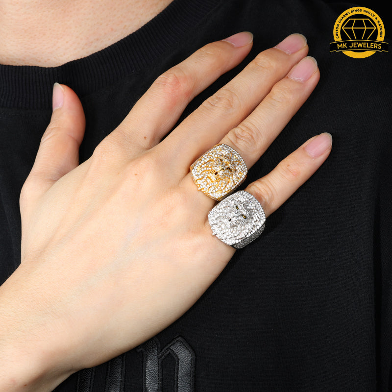 Lion Head Moissanite Ring –Sizes 8,9,10 &11 | 18.64g | S925 Silver, Gold & Rose Gold | VVS Moissanite | GRA Certified