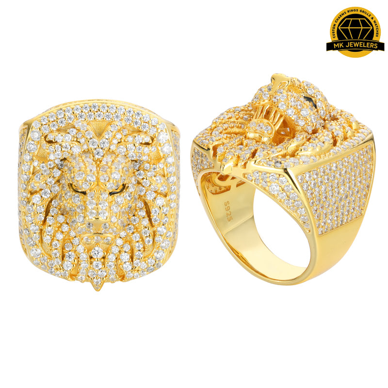 Lion Head Moissanite Ring –Sizes 8,9,10 &11 | 18.64g | S925 Silver, Gold & Rose Gold | VVS Moissanite | GRA Certified