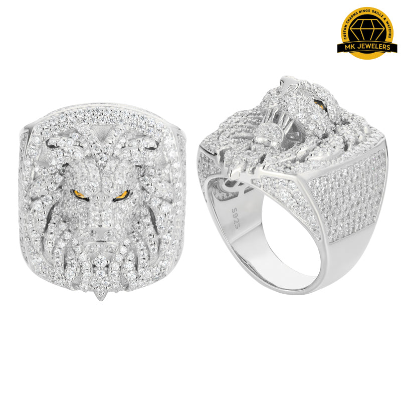 Lion Head Moissanite Ring –Sizes 8,9,10 &11 | 18.64g | S925 Silver, Gold & Rose Gold | VVS Moissanite | GRA Certified
