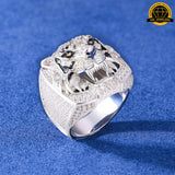 Iced-Out Tiger Head Ring – Sizes 8,9,10 &11 | 15.61g | S925 Silver, Gold & Rose Gold | VVS Moissanite | GRA Certified