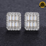 Rectangular Baguette Moissanite Stud Earrings | 10mm | 2.76g | S925 Silver | GRA Certified