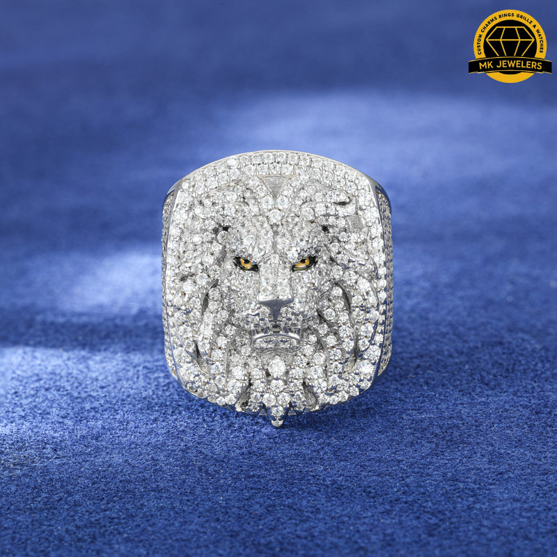 Lion Head Moissanite Ring –Sizes 8,9,10 &11 | 18.64g | S925 Silver, Gold & Rose Gold | VVS Moissanite | GRA Certified