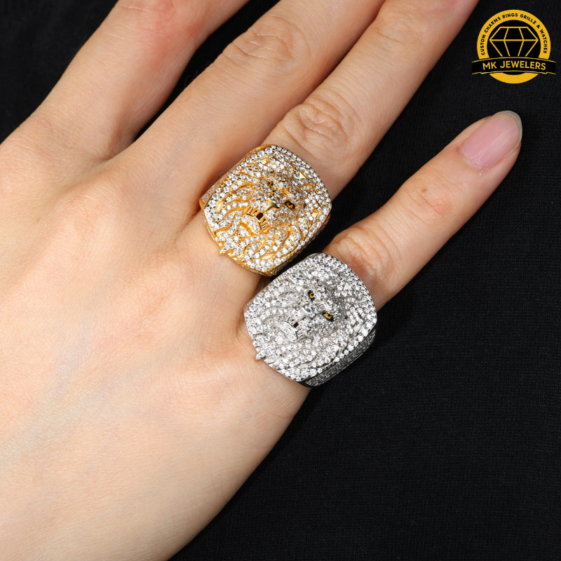 Lion Head Moissanite Ring –Sizes 8,9,10 &11 | 18.64g | S925 Silver, Gold & Rose Gold | VVS Moissanite | GRA Certified