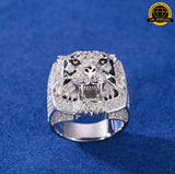 Iced-Out Tiger Head Ring – Sizes 8,9,10 &11 | 15.61g | S925 Silver, Gold & Rose Gold | VVS Moissanite | GRA Certified