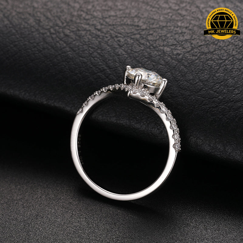 Moissanite Solitaire Halo Ring – 6.5MM/1CT | 2.14g | S925 Silver, Gold, or Rose Gold | VVS Moissanite | GRA Certified
