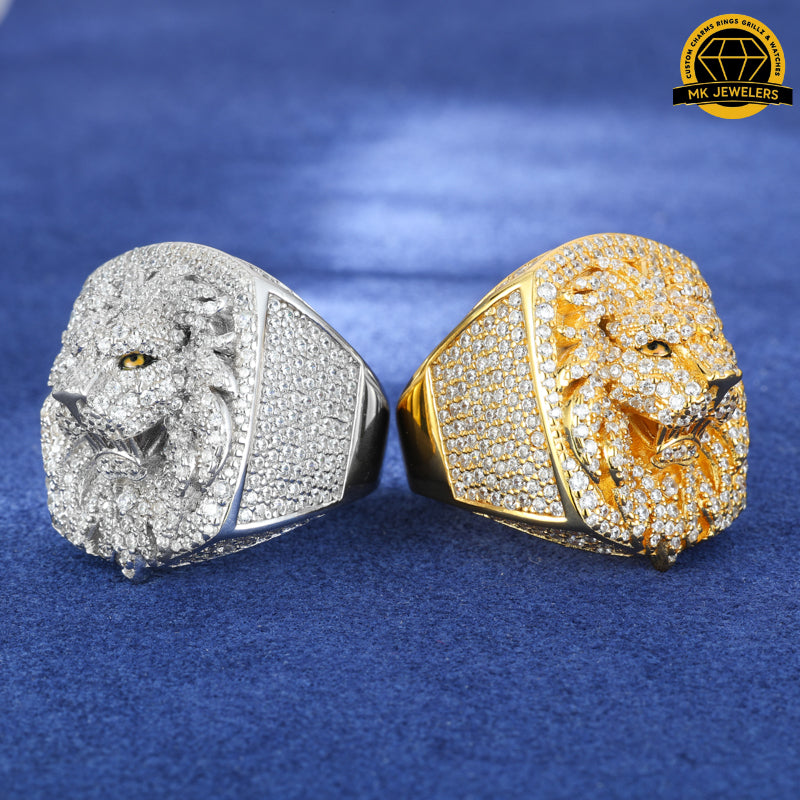 Lion Head Moissanite Ring –Sizes 8,9,10 &11 | 18.64g | S925 Silver, Gold & Rose Gold | VVS Moissanite | GRA Certified