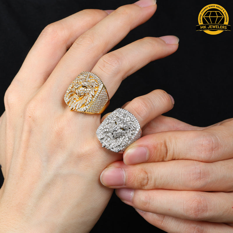 Lion Head Moissanite Ring –Sizes 8,9,10 &11 | 18.64g | S925 Silver, Gold & Rose Gold | VVS Moissanite | GRA Certified