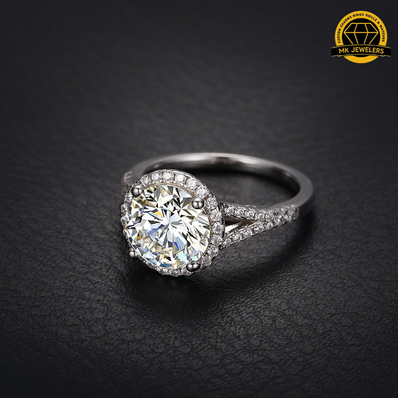 3CT Moissanite Halo Engagement Ring – 9MM | 3.53g | S925 Silver, Gold & Rose Gold | GRA Certified