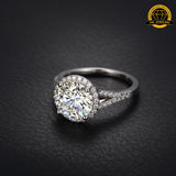 3CT Moissanite Halo Engagement Ring – 9MM | 3.53g | S925 Silver, Gold & Rose Gold | GRA Certified