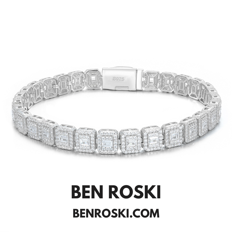 Square Moissanite Cluster Bracelet – 7" & 8" | 5MM | S925 Silver | Gold & Rose Gold Plated | GRA Certified