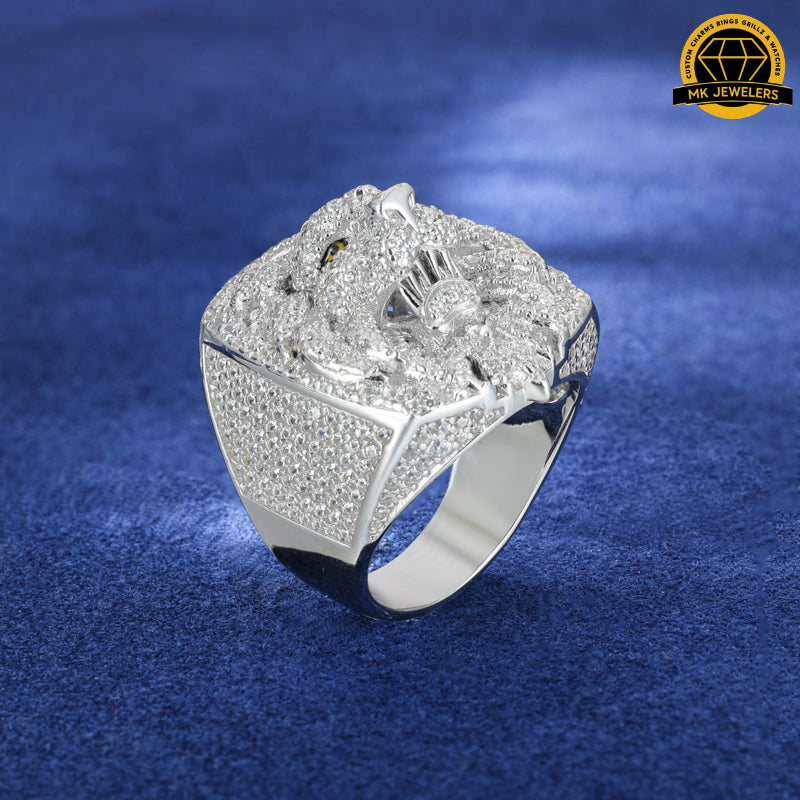 Lion Head Moissanite Ring –Sizes 8,9,10 &11 | 18.64g | S925 Silver, Gold & Rose Gold | VVS Moissanite | GRA Certified