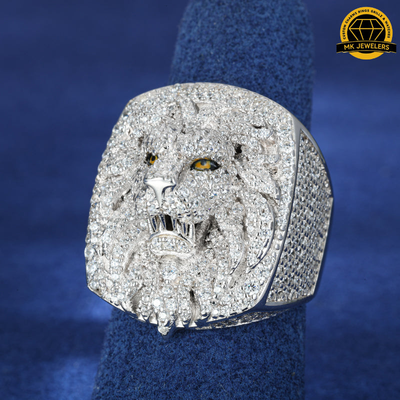 Lion Head Moissanite Ring –Sizes 8,9,10 &11 | 18.64g | S925 Silver, Gold & Rose Gold | VVS Moissanite | GRA Certified