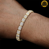 7MM Moissanite Cluster Link Bracelet – 8-Inch | 925 Sterling Silver or Gold Finish | GRA Certified