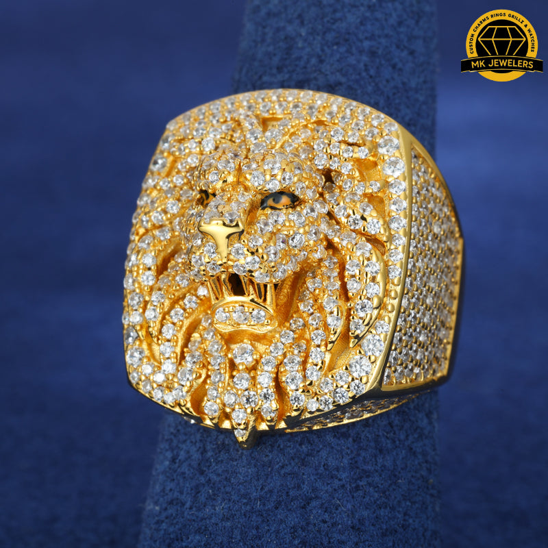 Lion Head Moissanite Ring –Sizes 8,9,10 &11 | 18.64g | S925 Silver, Gold & Rose Gold | VVS Moissanite | GRA Certified