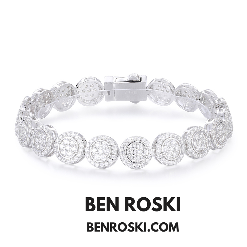 9MM Moissanite Round Cluster Bracelet – 7" / 8" | Silver, Gold, or Rose Gold | GRA Certified