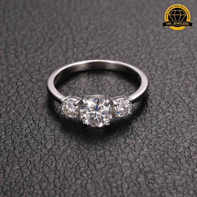 Three-Stone Moissanite Engagement Ring – 6.5MM & 4MM | 1.93g | S925 Silver, Gold & Rose Gold | GRA Certified