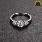 Three-Stone Moissanite Engagement Ring – 6.5MM & 4MM | 1.93g | S925 Silver, Gold & Rose Gold | GRA Certified