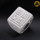 Iced-Out Moissanite Statement Ring – Sizes 8,9,10 &11 | 19.3g | S925 Silver, Gold, Rose Gold & Silver | GRA Certified