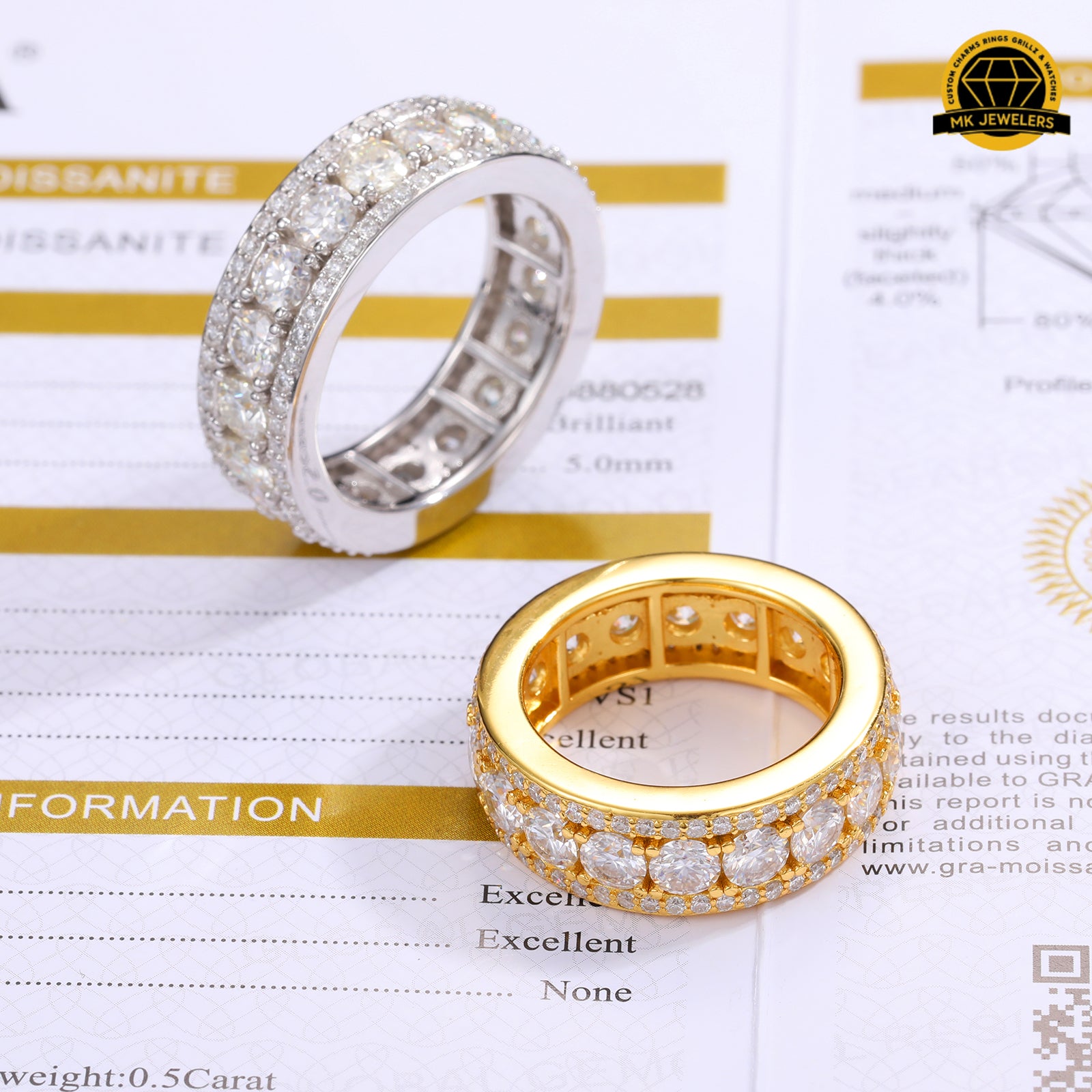 8MM Eternity Band Ring – S925 Silver, Gold & Rose Gold  | Sizes 8, 9, 10, 11 | VVS Moissanite | GRA Certified |