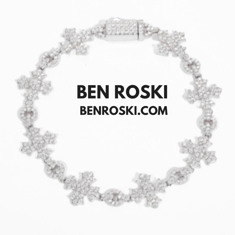 12MM Moissanite Cross Link Bracelet – 7-Inch / 8-Inch | Silver, Gold, or Rose Gold | GRA Certified