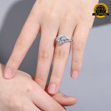 3CT Moissanite Halo Engagement Ring – 9MM | 3.53g | S925 Silver, Gold & Rose Gold | GRA Certified