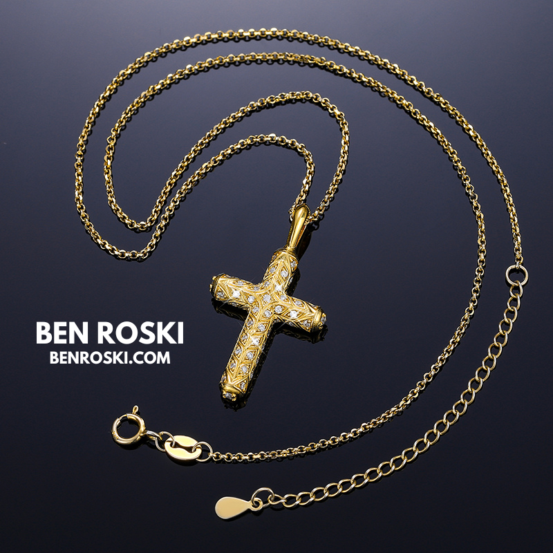 Vintage Moissanite Cross Pendant Sterling Silver, Gold, or Rose Gold | VVS Moissanite | GRA Certified