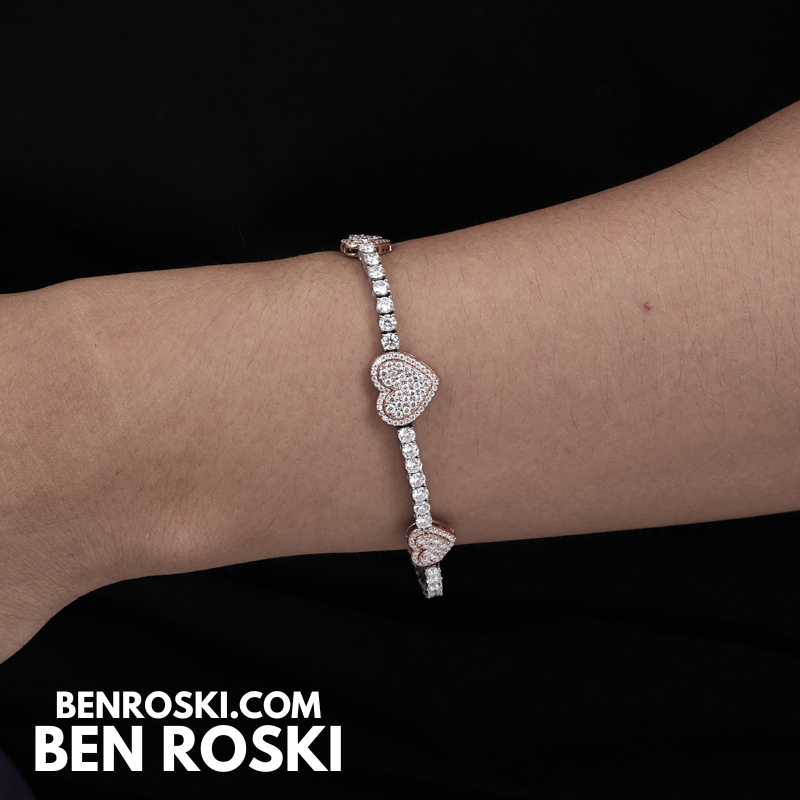 Heart Moissanite Tennis Bracelet – 12MM | 7–8 Inch | 12.28g | S925 Silver, Gold, or Rose Gold | VVS1 Moissanite | GRA Certified