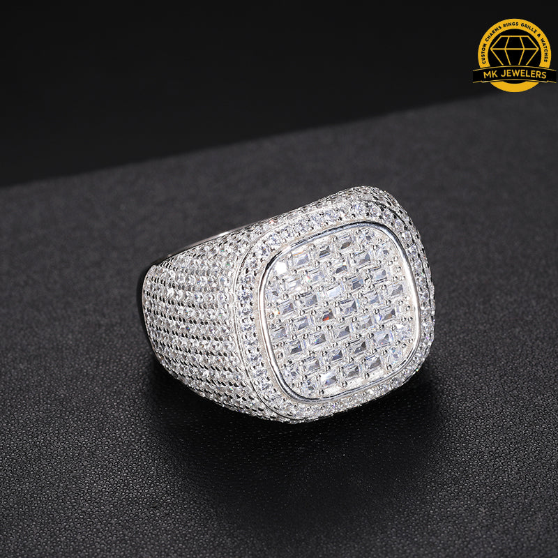 Iced-Out Moissanite Square Cluster Ring – 23MM | 14.5g | S925 Silver, Gold & Rose Gold | Sizes 8, 9, 10, 11 | GRA Certified
