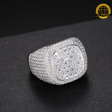 Iced-Out Moissanite Square Cluster Ring – 23MM | 14.5g | S925 Silver, Gold & Rose Gold | Sizes 8, 9, 10, 11 | GRA Certified