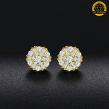 7MM Round Cluster Moissanite Earrings | 1.2g | S925 Silver or Gold Plated | GRA Certified