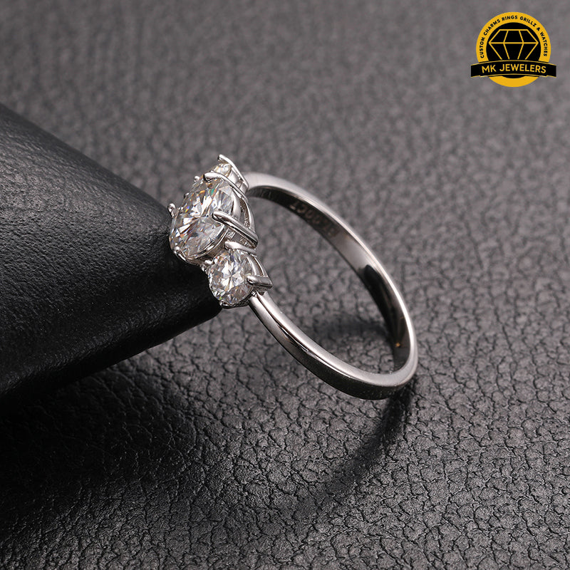 Three-Stone Moissanite Engagement Ring – 6.5MM & 4MM | 1.93g | S925 Silver, Gold & Rose Gold | GRA Certified