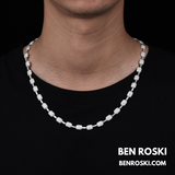 7MM Moissanite Cushion Link Chain Necklace – 24 Inch | 29.6g | S925 Silver, Gold, or Rose Gold | VVS D Color Stones | GRA Certified