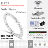 Thin Moissanite Eternity Band – 1MM | 1.42g | S925 Silver or Gold / Rose Gold Plated | VVS Moissanite | GRA Certified