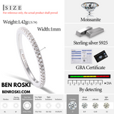 Moissanite Eternity Band – 2MM | 1.29g | S925 Silver, Gold or Rose Gold | VVS Moissanite | GRA Certified