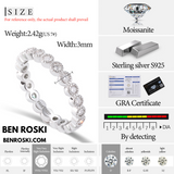 Moissanite Eternity Band – 3MM | 2.42g | S925 Silver, Gold & Rose Gold | VVS1 Moissanite | GRA Certified