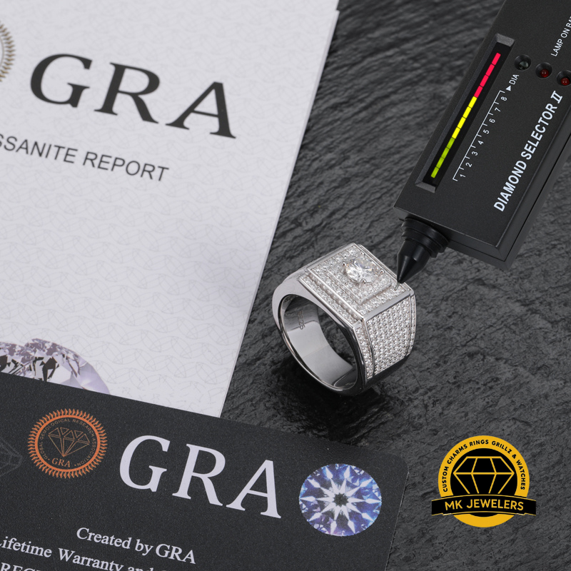 Men’s Iced Moissanite Square Statement Ring – 16MM | 15.09g | S925 Silver, Gold, or Rose Gold | VVS Moissanite | GRA Certified
