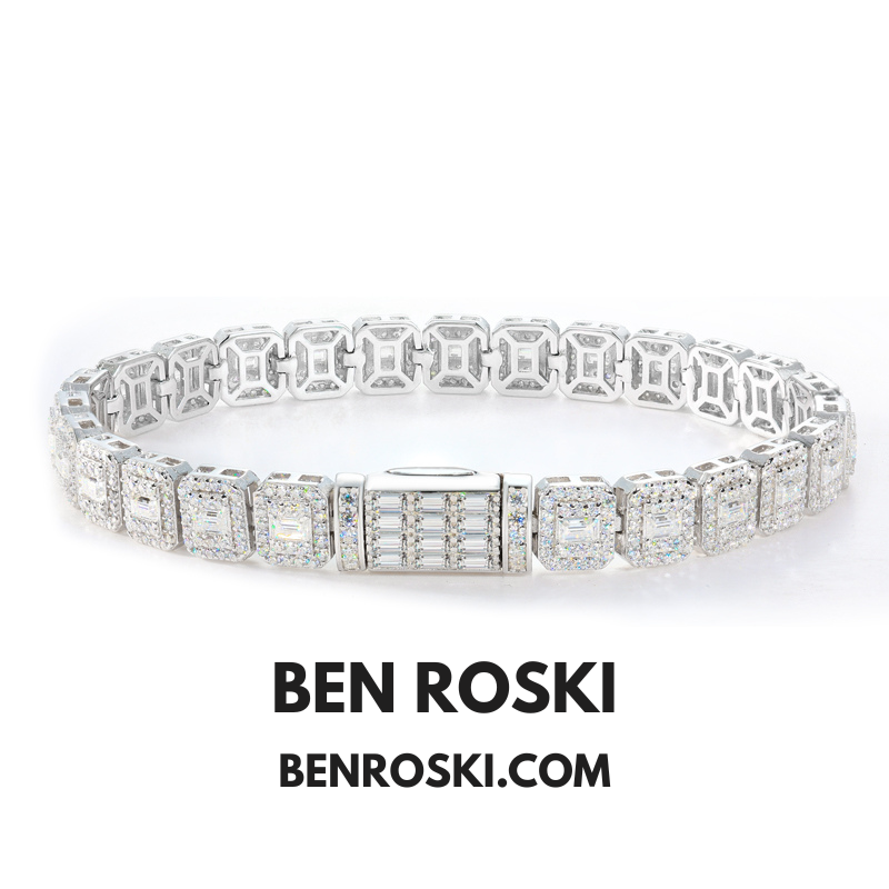 Square Moissanite Cluster Bracelet – 7" & 8" | 5MM | S925 Silver | Gold & Rose Gold Plated | GRA Certified