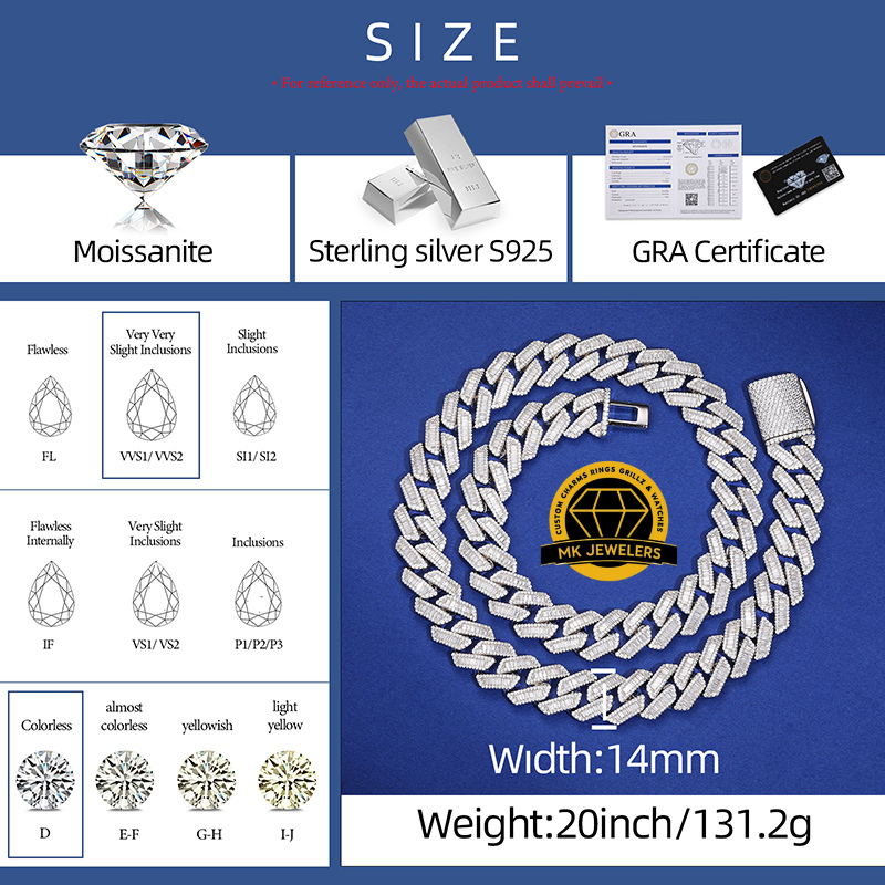 Iced Cuban Link Chain – 925 Silver | 18–22 Inch | Multiple Width Options | Moissanite |